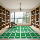 Green Interlocking Oval Geometric Area Rug
