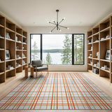 Orange Bold Orange Grid Geometric Area Rug