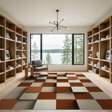 3D Cube Geometric Area Rug in Terracotta Beige