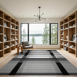 Geometric Modern Bold Black White Geometric Stripe Area Rug