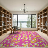 Vibrant Pink Vibrant Pink Daisy Floral Area Rug