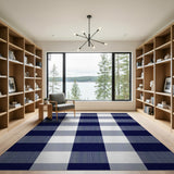 Blue and Teal Navy Buffalo Check Plaid Area Rug