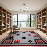 Multi-color and Patterns Red Black Dice Grid Area Rug