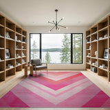 Vibrant Pink Chevron Geometric Area Rug