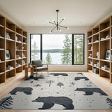 Black Bear Woodland Silhouette Area Rug