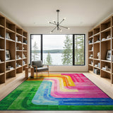 Multi-color and Patterns Vibrant Multi-Color Geometric Wave Area Rug
