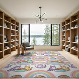 Rainbow Kittens Kids Cartoon Area Rug