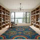 Rainbow Compass Treasure Area Rug