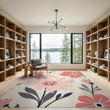 Blush Pink Floral Area Rug