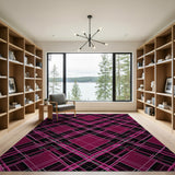 Pink Black Plaid Geometric Area Rug