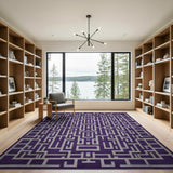 Purple Labyrinth Maze Geometric Area Rug
