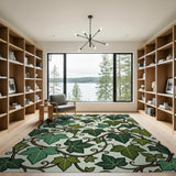 Green Ivy Vine Leaf Area Rug