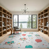 Cute Cartoon Cats with Balloons Area Rug