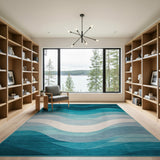 Teal Ocean Waves Area Rug