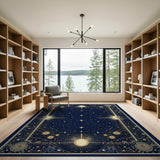Celestial Navy Gold Starry Universe Area Rug