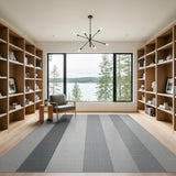 Geometric Modern Grey Vertical Stripe Textured Area Rug