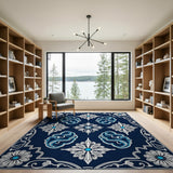 Navy Blue Traditional Persian Floral Traditional Persian Rug