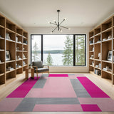 Bold Pink Grey Geometric Area Rug