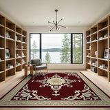 Elegant Red Floral Medallion Area Rug