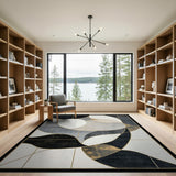 Geometric Modern Gold and Silver Gold Accent Geometric Abstract Area Rug