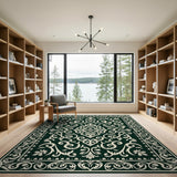 Ornate Emerald Green Traditional Persian Rug