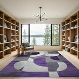 Geometric Modern Purple Grey Geometric Abstract Area Rug