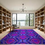 Purple Purple Geometric Modern Area Rug