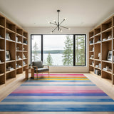 Watercolor Rainbow Horizontal Stripe Area Rug