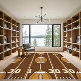 Football Yard Line Brown Area Rug