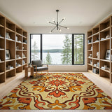 Intricate Orange Persian Medallion Area Rug