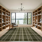 Olive Green Plaid Area Rug
