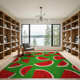 Watermelon Slices Green Area Rug