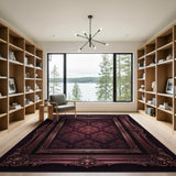 Elegant Purple Damask Ornate Area Rug
