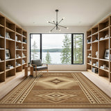 Geometric Brown and Tan Southwestern Geometric Brown Tan Area Rug