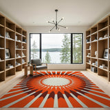 Orange Bold Orange Sunburst Geometric Area Rug