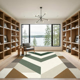 Green Chevron Geometric Area Rug