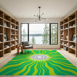 Vibrant Green Wave Radiance Area Rug