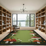 Boho Chic Green Whimsical Mushroom Forest Area Rug
