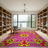 Radiant Pink Starburst Persian Area Rug