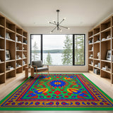 Vibrant Multi-Color Persian Area Rug with Floral Medallion