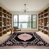 Ornate Pink Persian Medallion Area Rug