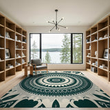 Hypnotic Green Mandala Geometric Area Rug