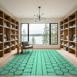 Modern Green Hexagon Honeycomb Area Rug