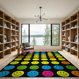 Multi-Color Smiley Faces Pixel Rug