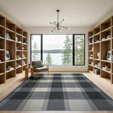 Black and White Black White Plaid Woven Area Rug