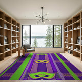 Purple Green Masquerade Mask Area Rug