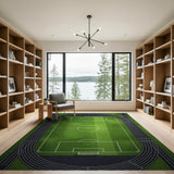 Athletic Track Soccer Field Area Rug