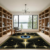 Golden All-Seeing Eye Area Rug - Mystic Black