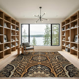 Ornate Gold Persian Floral Area Rug