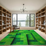 Emerald Moss Maze Geometric Area Rug